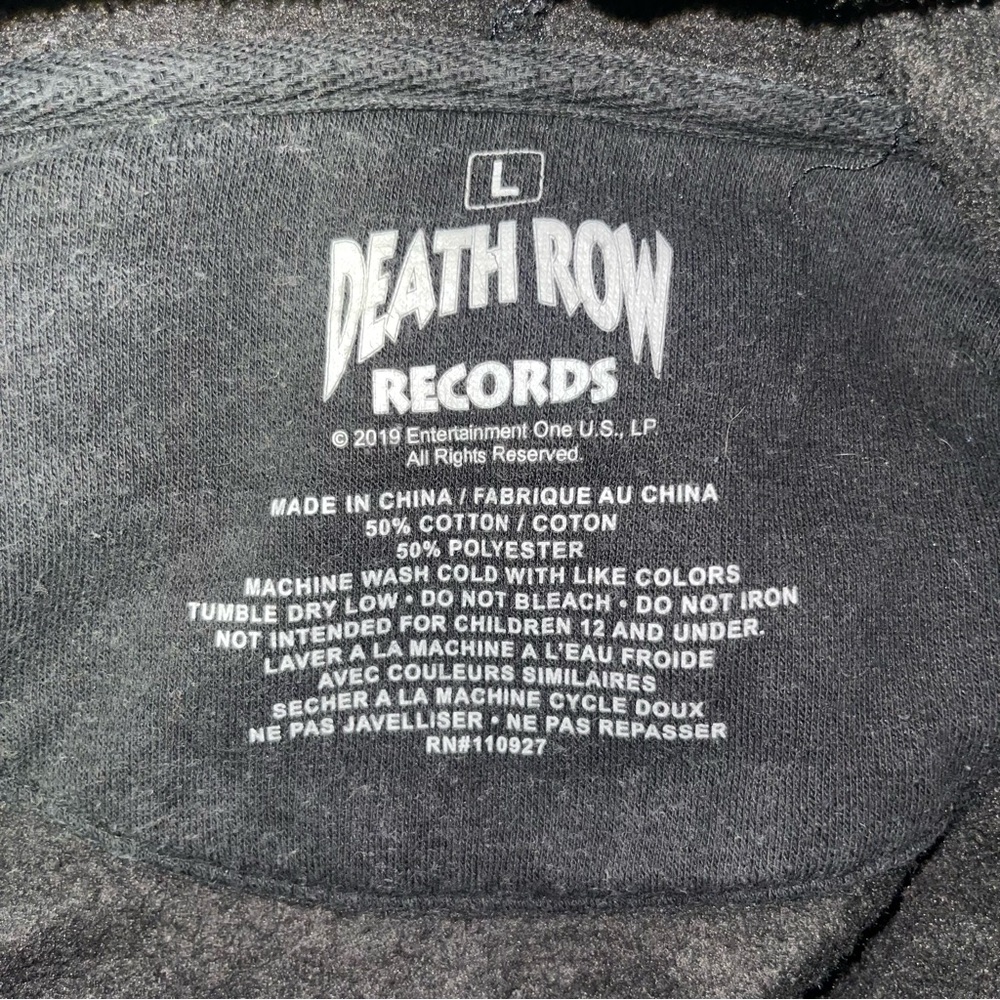 Death Row Records Graphic Hoodie Black Red Unisex Size Large Grung - Picture 4 of 4